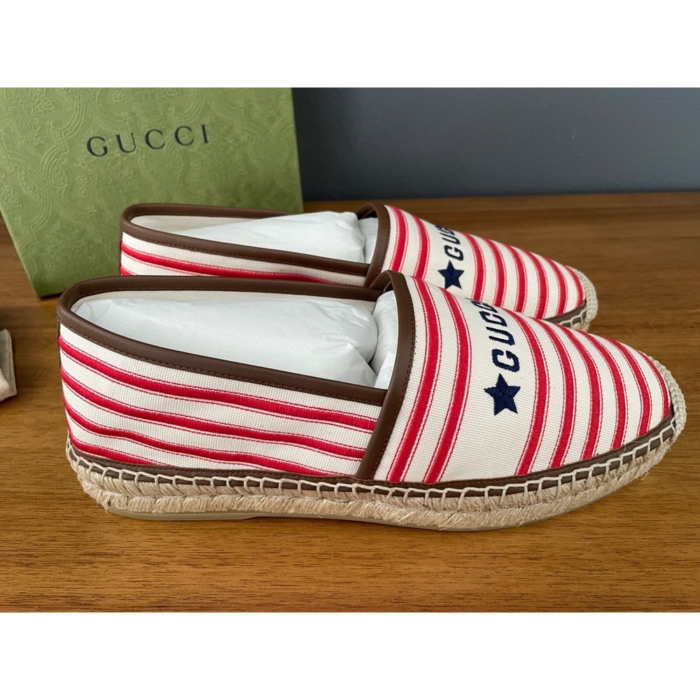 GUCCI 692968 Men's Fabric red-striped Signature Moccasin, G 9+ US 10 - Picture 6 of 9